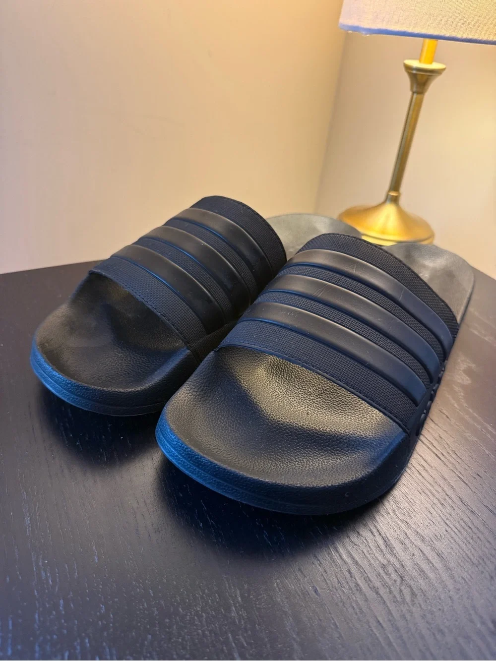 Men's Adidas Adilette Slides - Size 15 - Triple Black Colorway - No Box